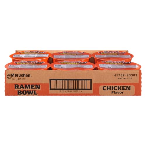 Maruchan Ramen Bowl, Chicken Flavor – Japanese-Style Instant Noodle Soup, Microwaveable Easy Meal for Students and Busy Families – 3.39 Oz. (6 Pack) - size: 3.31 Ounce (Pack of 6)