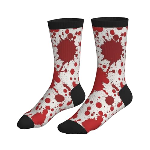 Crew Athletic Socks Funny Crazy Casual Sports Novelty Dress Socks for Women Men Running Hiking - color: Red Bloody Blood Splatter