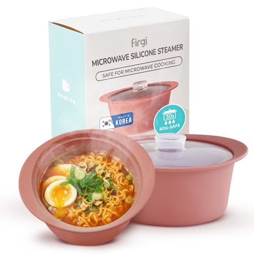 27oz Platinum Silicone Microwave Steamer Pot with Handle & Lid - Korean 100% Food-Grade Steamer Bowl, Heat-Resistant Cooker with Steam Holes, Easy Clean, Dishwasher Safe, Dry Rose - color: Dry Rose, size: 27oz