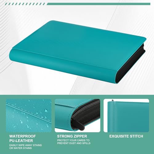 16 Pocket Toploader Binder,Holds 640 TopLoaders (16Cyan) - color: 16Cyan