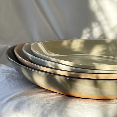 Mora Ceramic Large Serving Bowls- Set of 2 Oval Platters for Entertaining. Modern Kitchen Dishes for Dinner, Fruit, Salad, Turkey, etc. Oven, Dishwasher Safe, 55/35 oz, 13.5" / 11.8" - Neutrals - color: Assorted Neutrals, size: XL & L
