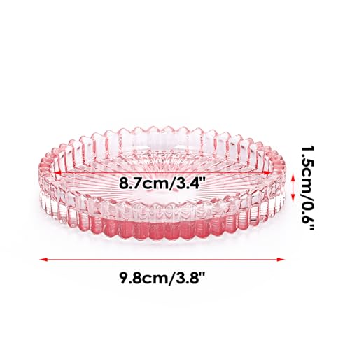 JUXYES Set of 5 Heat-Resistant Clear Glass Coaster for Hot and Cold Drinks - color: Pink, size: 5 Pack