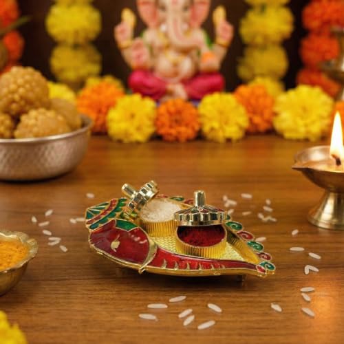LOVENSPIRE Acrylic Decorative Ganesh Shankh Haldi Kumkum Holder for Pooja Thali – Return Gifts for Wedding, Housewarming Items & Indian Festival Ceremonies 20 Pcs - size: 20 Pcs