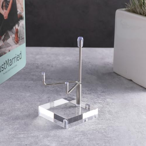 Acrylic Plate Stand for Display, Small Adjustable Metal Arms Easel Display - color: silver, size: S