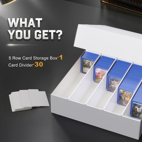 ZLCA 5 Row Trading Card Storage Box, 4000+ Standard Card 900+ Top Loader - color: Top Loader, size: 5 Row