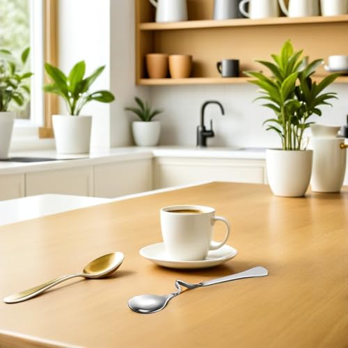 4pcs Stainless Steel Hanging Spoon Set 7.28in Curved Handle Coffee Stirrer Spoons for Tea Honey Jam Dessert Milk Home Kitchen Serving