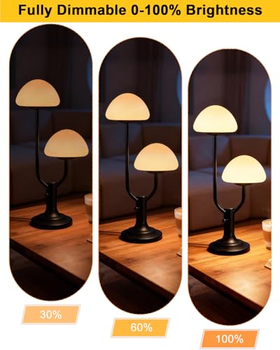 Lightdot Mushroom Table Lamp for Bedroom Dimmable Cute Black Desk Lamp - color: 09-Black-Mushroom-2U