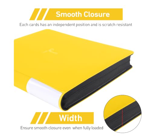 Top Loader Binder 16 Pocket, Holds 640+ Cards in 3" x 4" Toploaders, Ringless 20 Double-Sided Sleeves, Side-Loading, Spine Label with Maker Pen Toploader Binder for TCG, MTG, Sports Cards - color: Gold, size: 16-Pocket, Holds 640 Cards