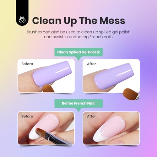 Beetles Gel Nail Art Brushes, 6 Pcs Double-Ended Fingernail Art Design Pens - color: B-Multicolor-6