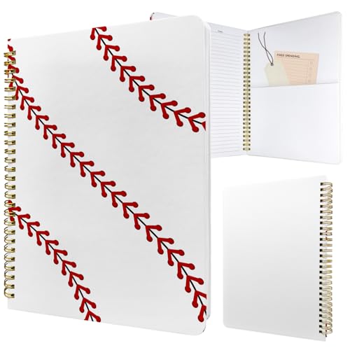 Cute Spiral Notebook Lined Journal B5 Note Book with Pocket, Ball - color: Baseball