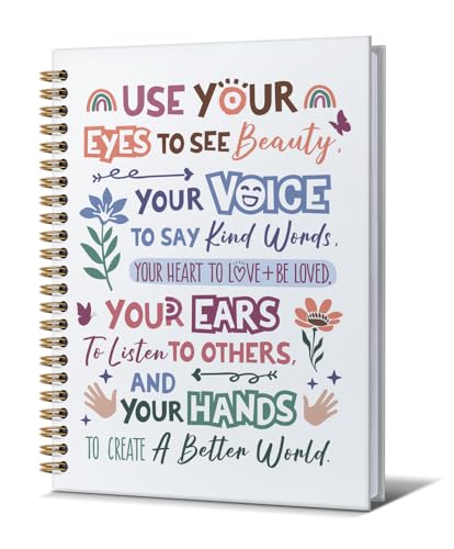 Spiral Notebook for Women-Inspirational Daily Journal For Women Men Friends Gifts On Birthday Christmas Mother's Day, To Create A Better World Gold Spiral Bound HardcoverNotebooks,5.8"x8.3" - color: White-better world