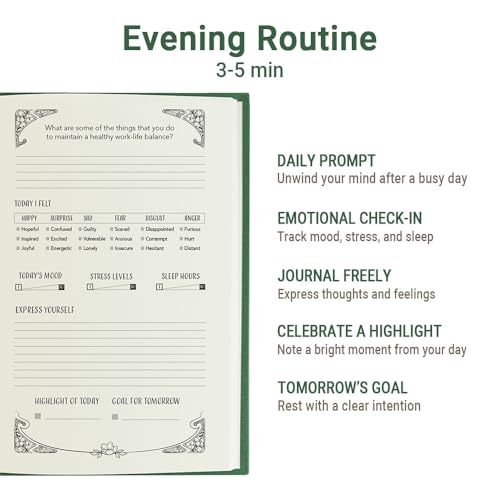 Gratitude Journal for Women with Guided Daily Prompts, Goal Setting & Habit Tracker—90-Day Mindfulness & Self-Care Journal with Relaxing Coloring Pages for Mood, Mindset & Sobriety Support (Hardcover) - color: GRN