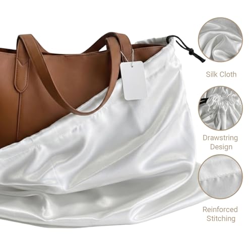 Q&J Fabric Co. 4 Pack Satin Dust Bag 15.7x19.7 inch and 19.7x23.6 inch White 100% Polyester Silk Bag Purse Dust Bag Shoe Bags for Closet Purse Protector Bag Dust Covers for Purses - color: White, size: 15.7"x19.7"+19.7"x23.6"