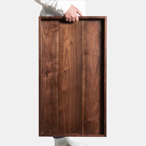 32"x18" Handmade 2XL Black Walnut Wood Ottoman Tray with Handle - size: 32" x 18" x 2.4"
