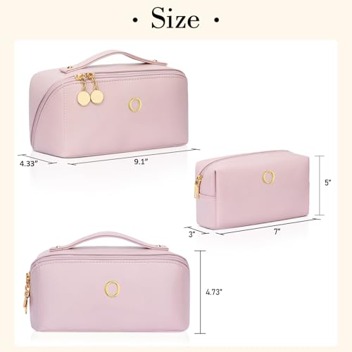Initial Makeup Bag Personalized Gift for Women Teen Girls - color: Pink, style: O