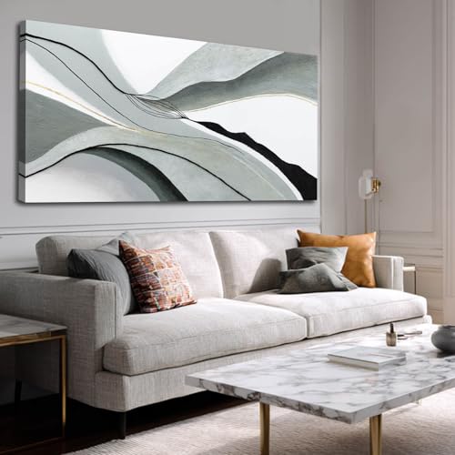 Ocevarin Canvas Wall Art Abstract Wall Decor Neutral Posters Grey Pictures Wall Decor Black Line Art Prints for Dining Room Office 24"x 48" Entryway Artwork - color: Black Line, size: 48"L x 24"W