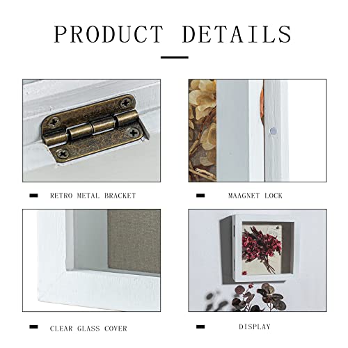 Freezing point Shadow Box Frame 8x8 Shadow Boxes Display Case with Linen Back Memorabilia Awards Medals Bouquet Photos Picture Badge Wedding Memory Box for Keepsakes White Small Pin Board White - color: White, size: 8×8