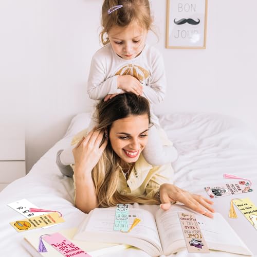 10Pcs Funny Bookmarks with Tassel for Reading Reader Gift, Cute Funny Book Marks for Women Men Christian Paper Bookmark Page Makers for Students Teachers Christmas Bookish Gifts for Book Lovers