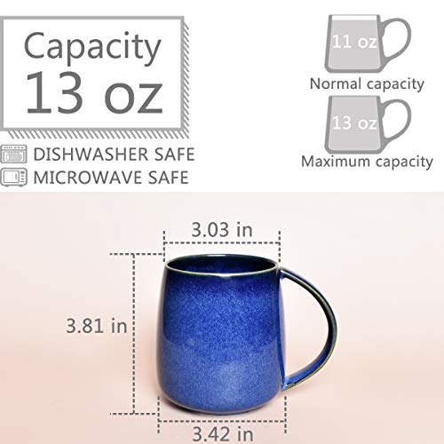 Bosmarlin Ceramic Coffee Mug, Blue Tea Cup for Office and Home, 13 oz, Dishwasher and Microwave Safe, 1 Pack (RoyalBlue(Glossy)) - color: RoyalBlue(Glossy)