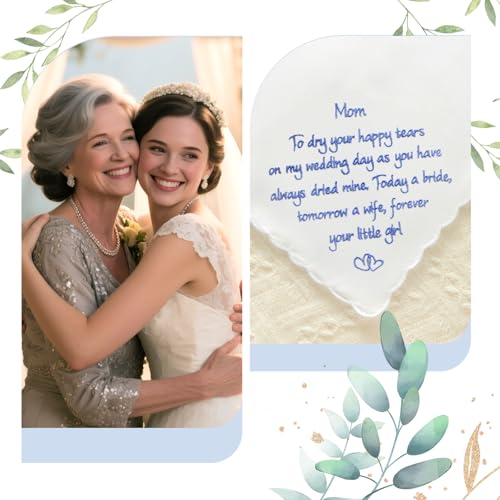Wedding Handkerchief, Something Blue for Bride, Mother of the Bride Gift - color: Mom