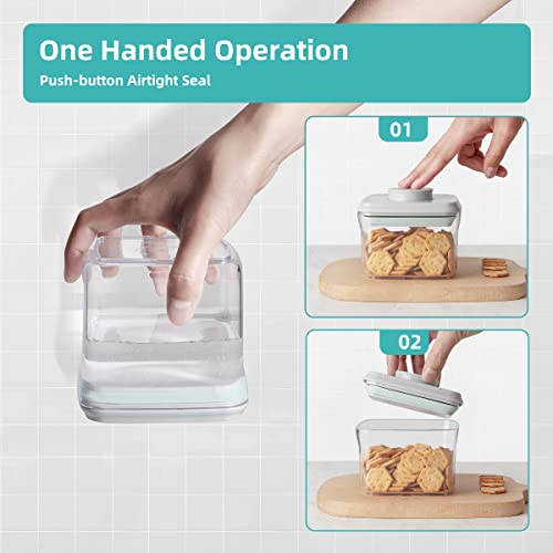 Ankou Airtight Container Set (1000ml 4 Pcs) Stackable One Press Openning Food Containers for Snacks Sugar Salt Herbs Spices Coffee Bean Formula Popcorn BPA-Free Tight Seal - Clear (1.0 QT * 4) - color: 1.0 QT * 4
