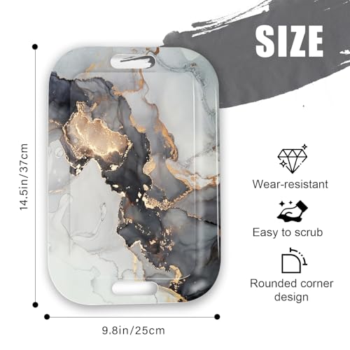 Serving Trays with Handles, 14.5 x 9.8 inch Rectangular Plastic Tray for Restaurant, Kitchen, Gray and Golden Marble - color: Gray and Golden Marble