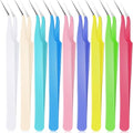 Honoson 9 Pcs Curved Pointed Craft Tweezers Precision Tweezer,Macaron Colors - color: Macaron Colors