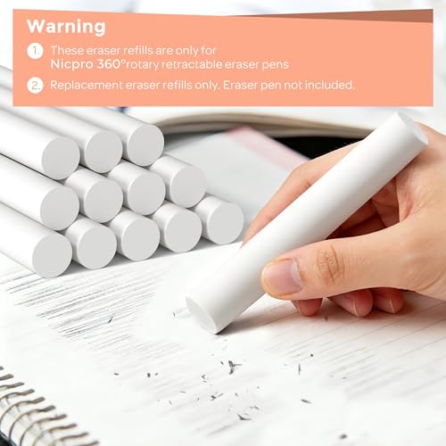 Nicpro 12 Pack TPE Rotary Retractable Pen Eraser Refills - color: White