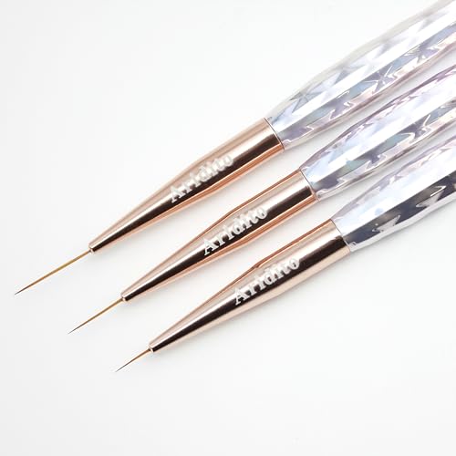 3pcs Pink-Silvery Nail Art Liner Brushes Set - color: Pink-silver