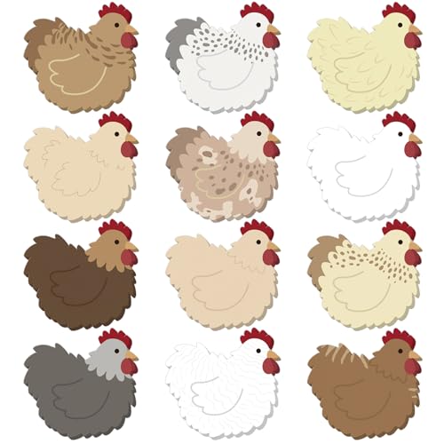 Yinder 24 Pads Chicken Sticky Notes Kawaii Self Adhesive Memo Pads Bulk - color: Multicolor, size: Chicken