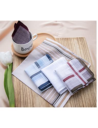 CoCoUSM Assorted Pack of Mens 100% Cotton Handkerchiefs Soft Hankies Pocket Squares - size: pack of 6