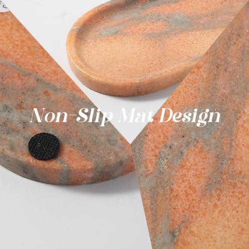 Koville Natural Marble Tray for Bathroom Countertop, Vanity Tray for Decor - color: Rosso Norvegian