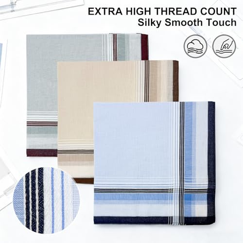 6 Pack Men's Cotton Handkerchiefs, 16x16 Inch, Checkered