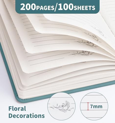 Lined Journal Notebook for Women Men, A5 Hardcover Leather Journals - color: B-Minimalist-Aegean Blue, size: 1 Pack-A5（5.8"×8.3"）