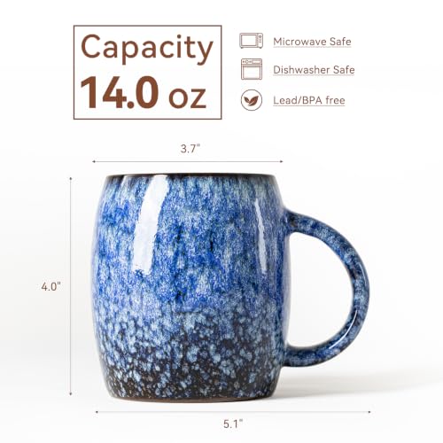 Starry Night Ceramic Mug, 15oz Reactive Glaze Mug, Gift for Book Lovers - color: 14OZ - Starry Night · WONDER