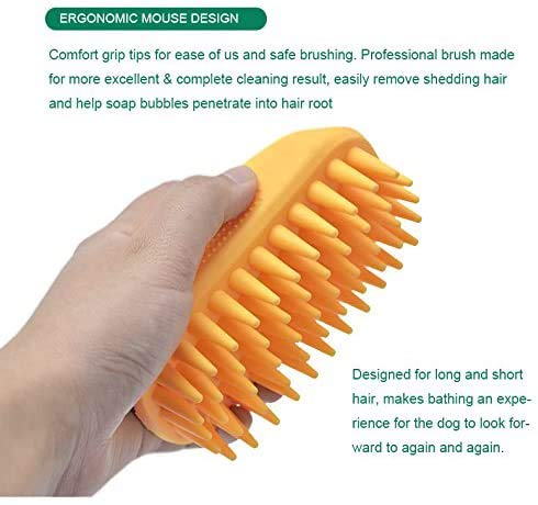 Pet Silicone Shampoo Brush for Long & Short Hair, Pink ( New ), Medium Large Pets Dogs Cats, Silicone Shower Wash Curry Brush, Massage Comb - color: Pink