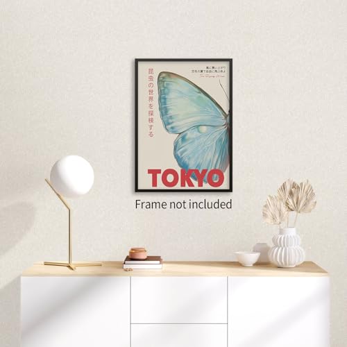 rumlud Japanese Nature Butterfly Poster Modern Minimalist Tokyo Art Wall Art Vintage Animal Aesthetic Canvas Prints for Bedroom Dorm Wall Decor 12X16 inch Unframed - color: Trendy 1-Unframed, size: 16"L x 12"W