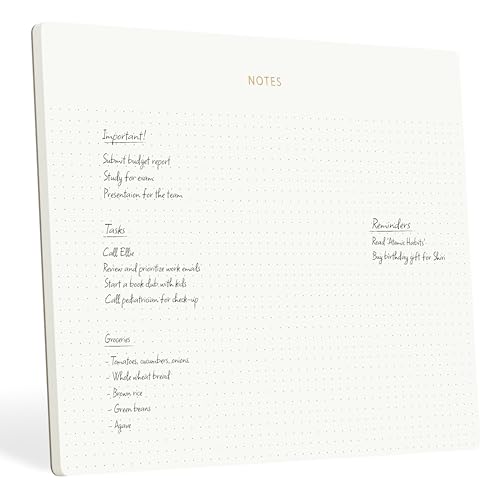 Pinesman Desk Notepad, Dotted, Gold Foil, 50 Tear-Off Sheets, 9.8 x 7.9 in
