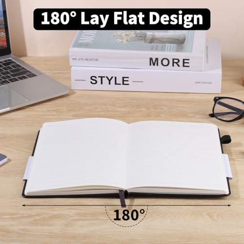 Thboxes 80 Sheets Lined Journal Notebook, Hardcover Notepad for Work, Black - color: Black
