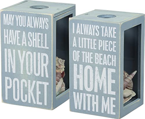 Primitives by Kathy Seashell Holder - Coastal Decor, Glass Display, Treasure Chest, Room and Bedroom Decor - color: Piece of the Beach With Me, style: Coastal