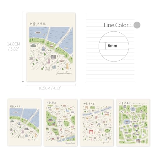 Monolike Stitch Mini Line Note Seoul-Street 4p SET - color: Seoul-Street 4p SET