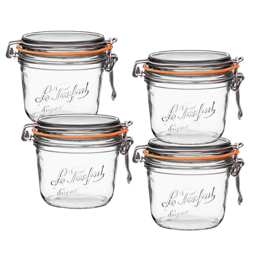 Le Parfait Super Terrine 500ml (16oz) Glass Canning Jar, Wire Bail Lid, 4PK - color: 500ml (Set/4)