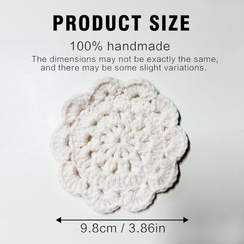 Handmade Crochet Coasters - Beige Floral Design, 4 inches, Coasters for Home Decoration, Tabletop Protection & Housewarming Gifts，4 Pieces