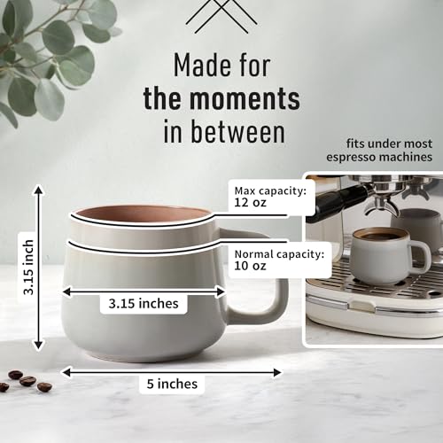 Ava Nord Stoneware Ceramic Coffee Mugs Set of 4 | 12 oz | Sage Ash - color: Sage Ash, size: 12 Oz
