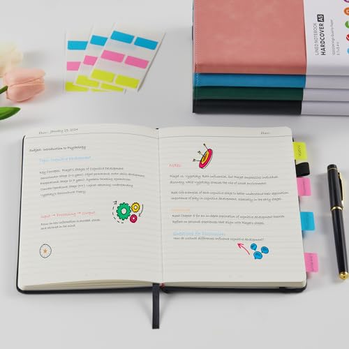 FOCUS DAY Lined Notebook Journals for Women/Men Work, 2 Pack Hardcover Leather Journal Note Book with 100GSM Thick Paper, Notebooks for Office School Supplies, A5 (5.7"x8.4"), Pink & Black - color: Black Pink, size: A5