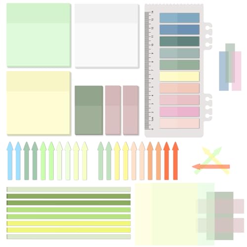 1060 Sheets Transparent Sticky Notes, Book Annotation Tab(Morandi) - color: Morandi