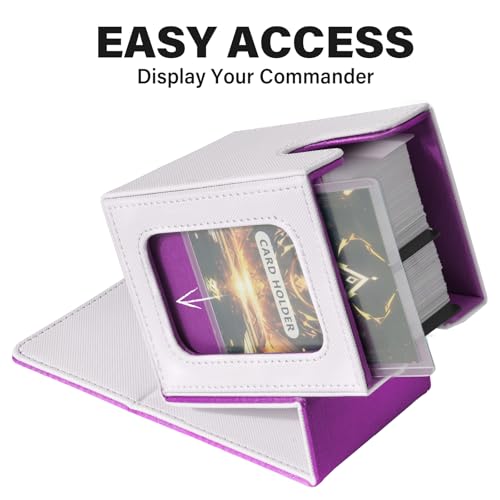 Card Deck Box for MTG Commander, Deck Case Holds 100 Double-Sleeved Cards - color: White & Purple, size: 1 Box