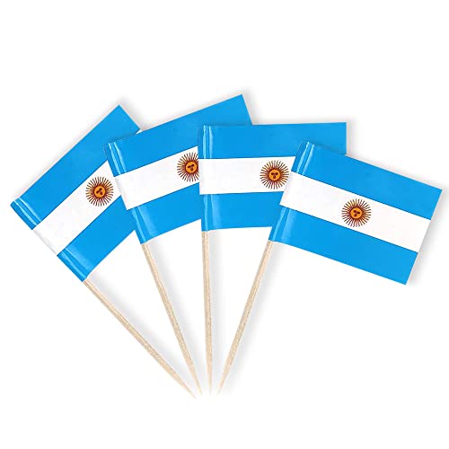 mflagperft Argentina Toothpick Flags 100 Pack, Mini Argentine Flag Picks - color: Argentina