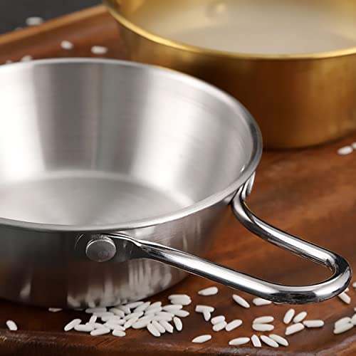 2-Pack Makgeolli Bowls, 304 Stainless Steel Korean Traditional Bowls Rice Wine Bowl with Handle, Hiking Soup Dish, Food Bowl Camp Cup, 4.7 Inch, 10 Ounces (Silver) - color: Silver