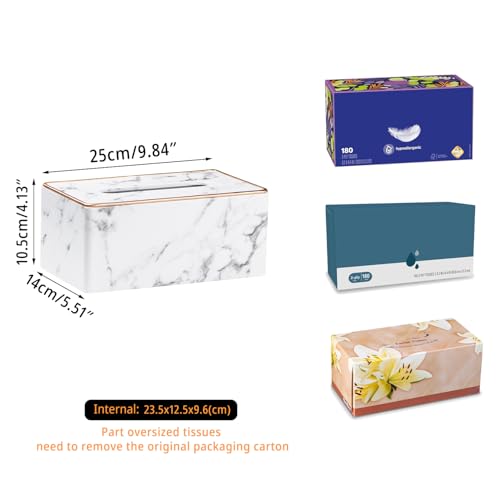PU Leather Tissue Box Cover Rectangle,Marble Facial Tissues Cube Box Holder - color: X-marble